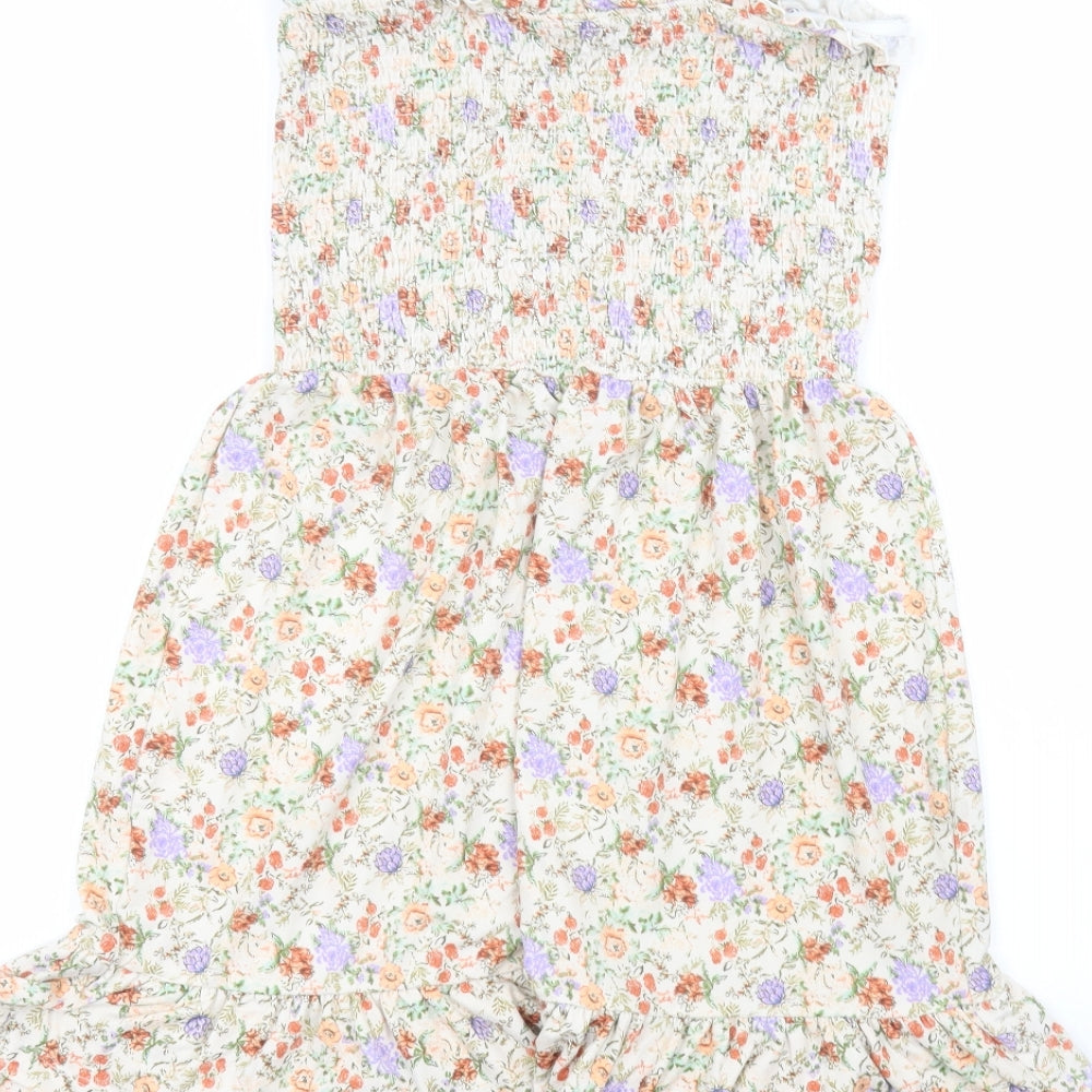 Brave Soul Womens Beige Floral  A-Line  Size M