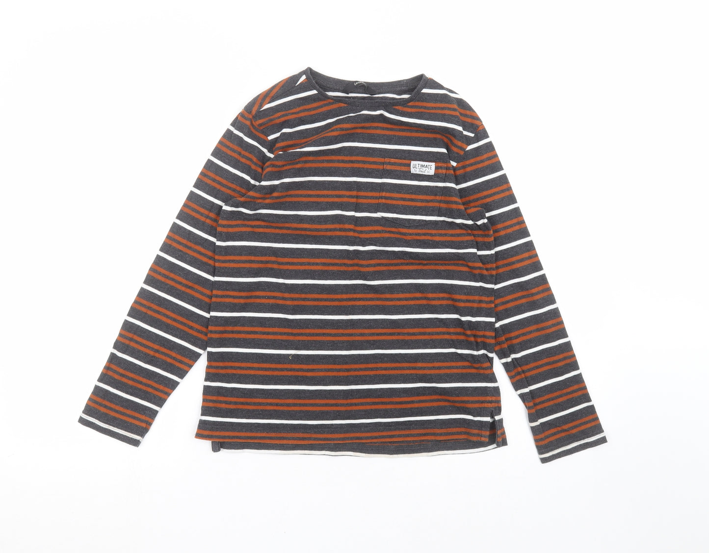 George Boys Black Striped  Basic T-Shirt Size 11-12 Years