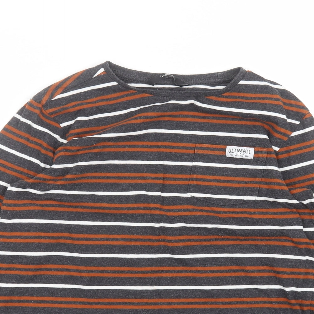 George Boys Black Striped  Basic T-Shirt Size 11-12 Years