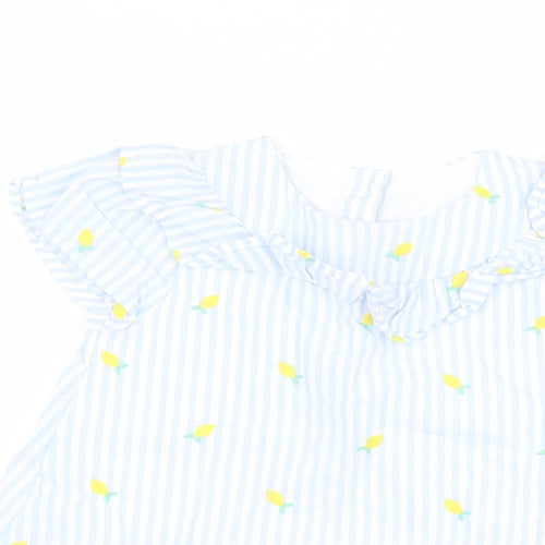 Matalan Girls Blue Striped  Basic T-Shirt Size 3-4 Years