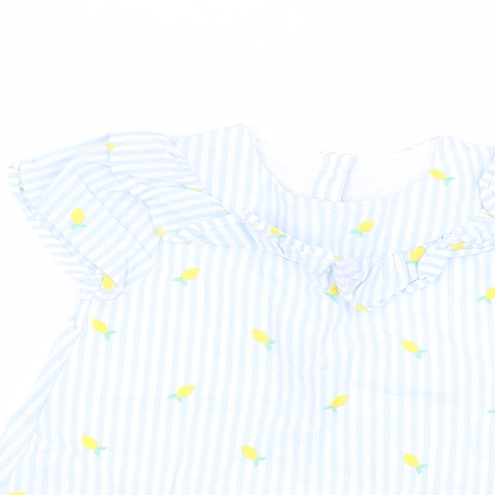 Matalan Girls Blue Striped  Basic T-Shirt Size 3-4 Years
