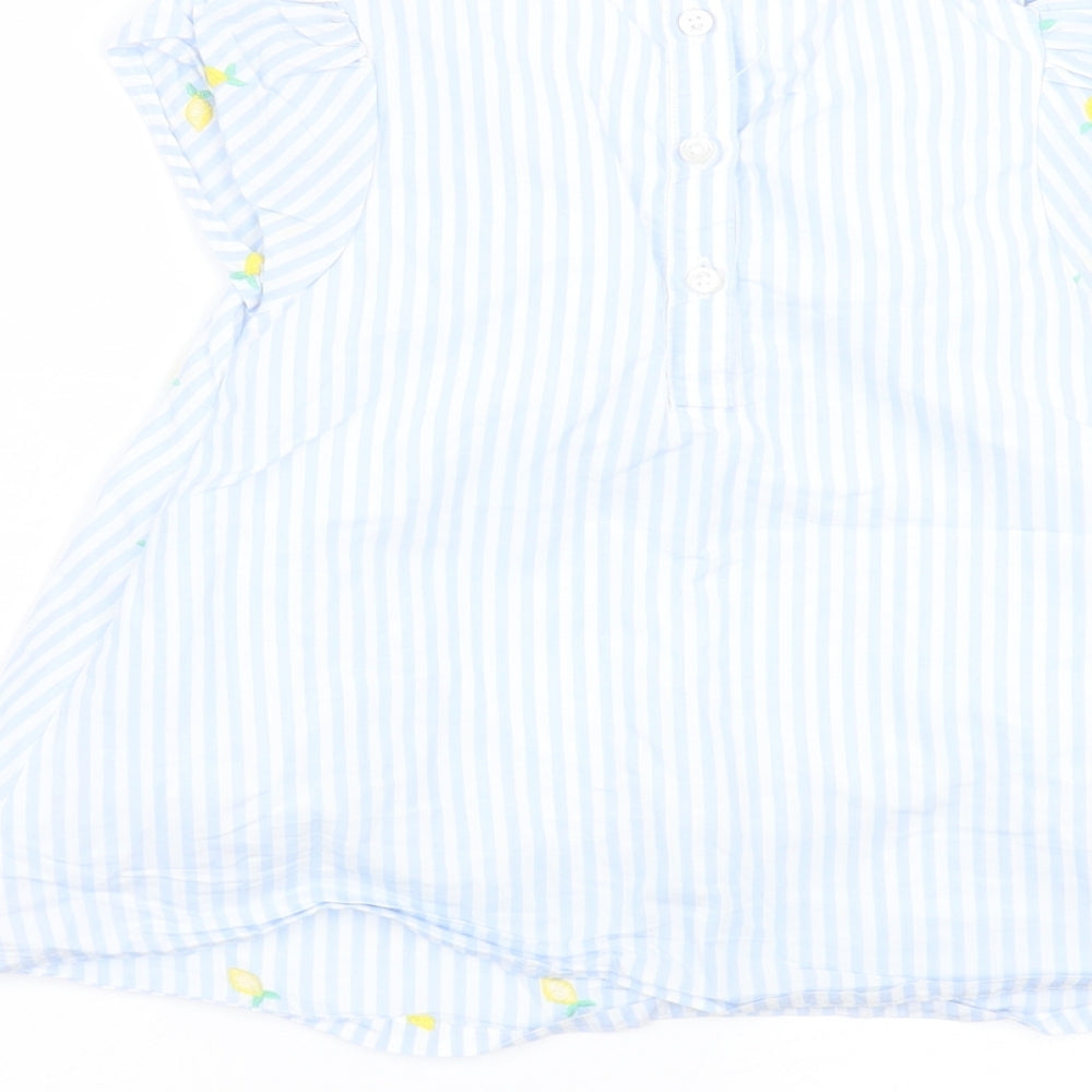 Matalan Girls Blue Striped  Basic T-Shirt Size 3-4 Years