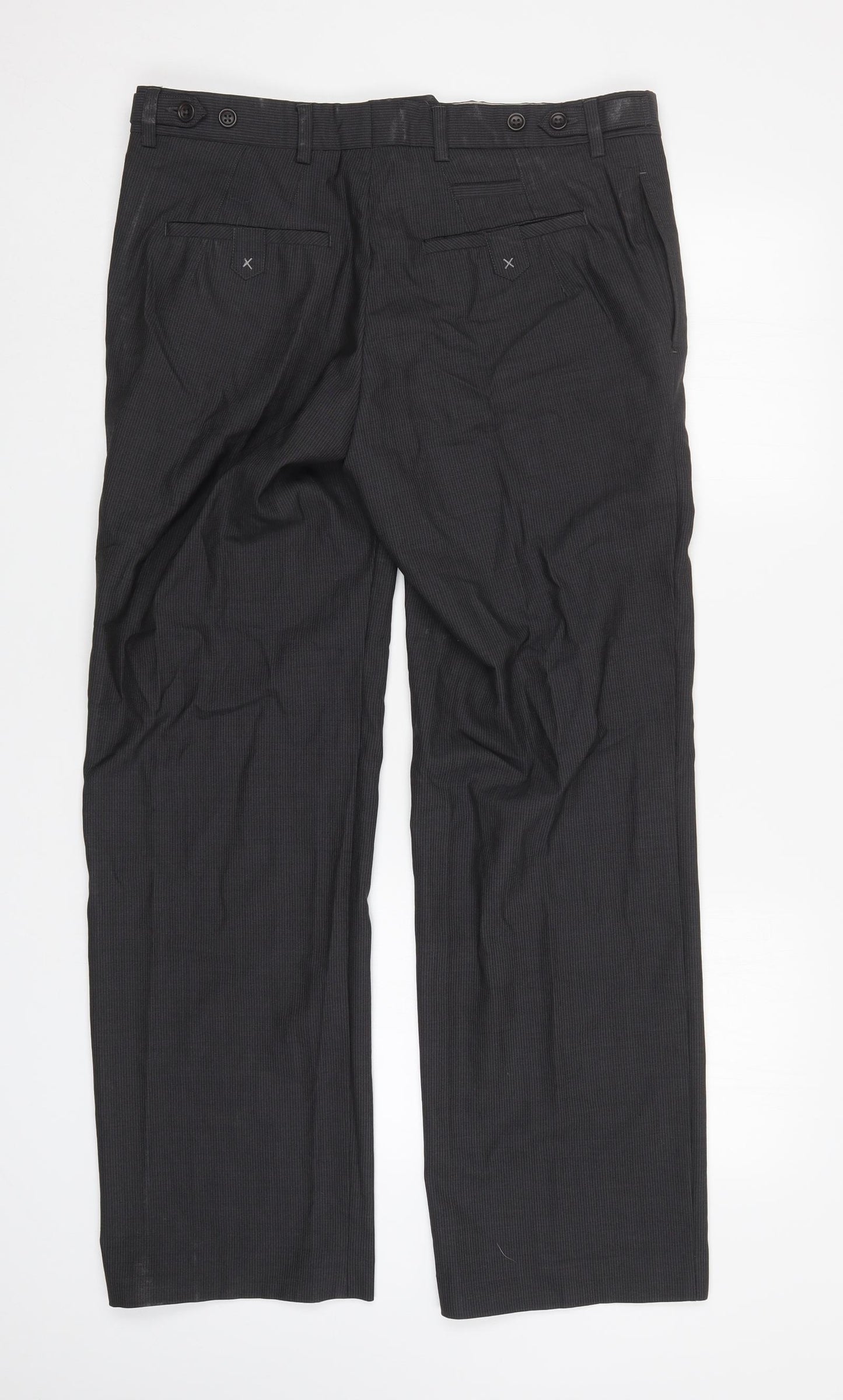 Preworn Womens Grey Striped  Trousers  Size 35 in L31 in