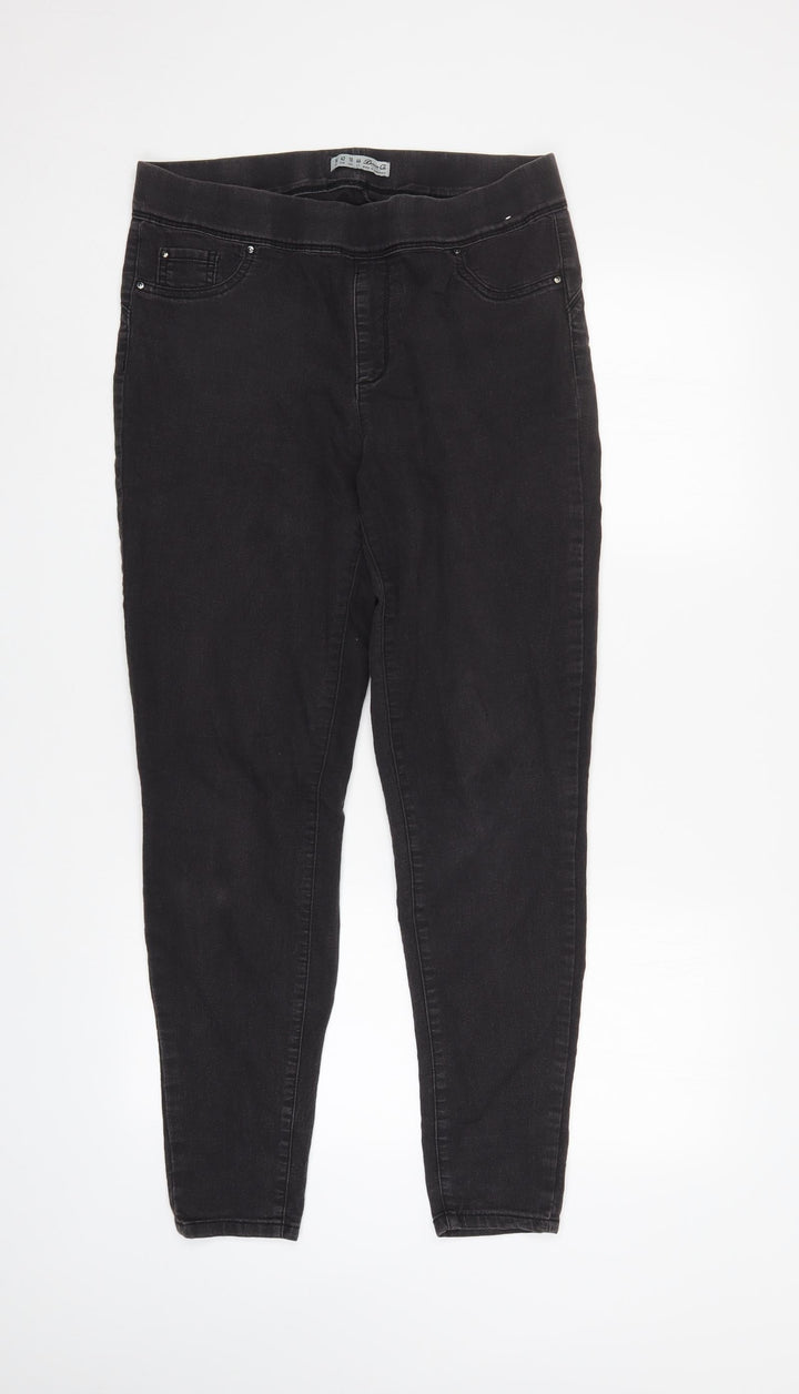 Denim & Co. Womens Black Tapered Jeans Size 14 L29 in