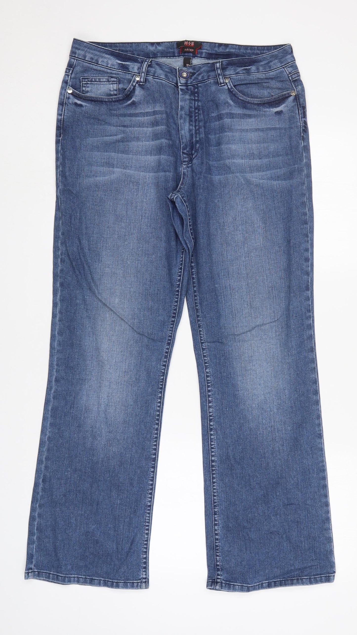HIS Womens Blue   Wide-Leg Jeans  L29 in