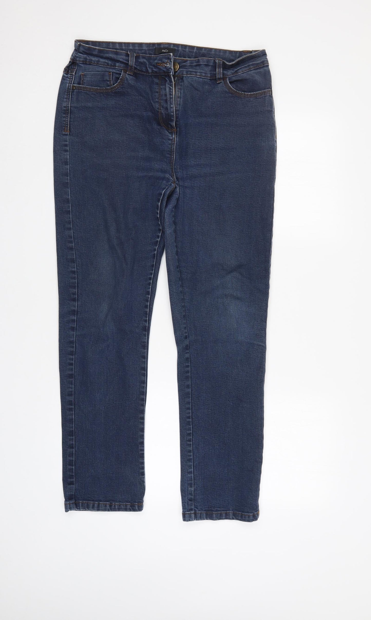 M&Co Womens Blue   Straight Jeans Size 14 L28 in