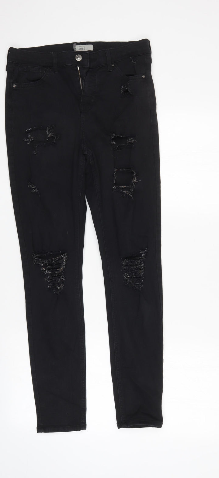 Topshop Mens Black Tapered Jeans Size 30 L32 in