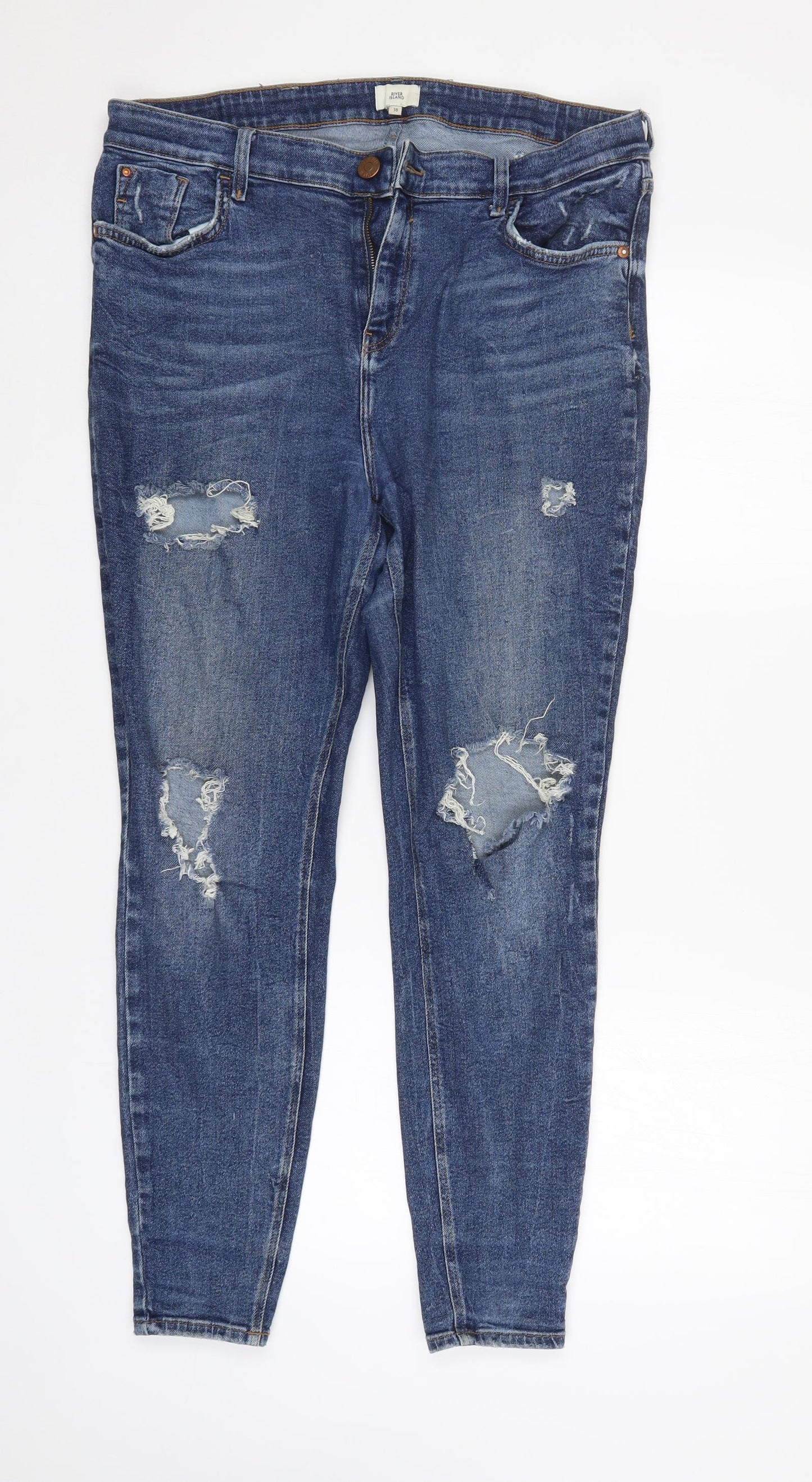 River Island Womens Blue   Tapered Jeans Size 18 L28 in