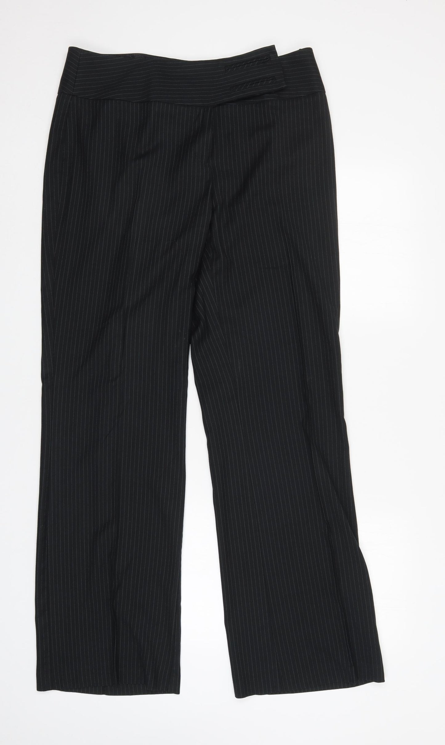 Marks & Spencer Womens Black Striped  Trousers  Size 14 L32 in