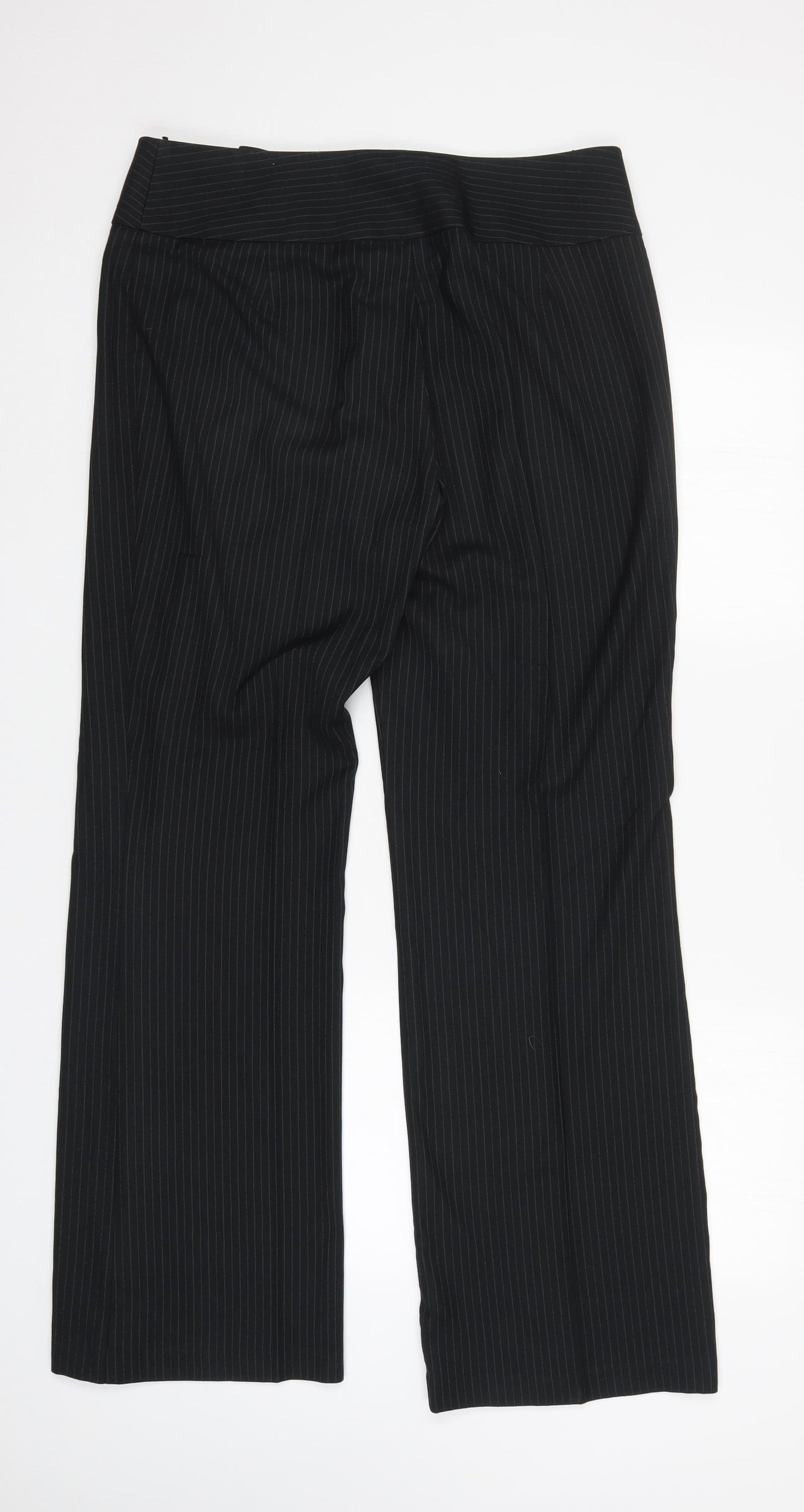 Marks & Spencer Womens Black Striped  Trousers  Size 14 L32 in