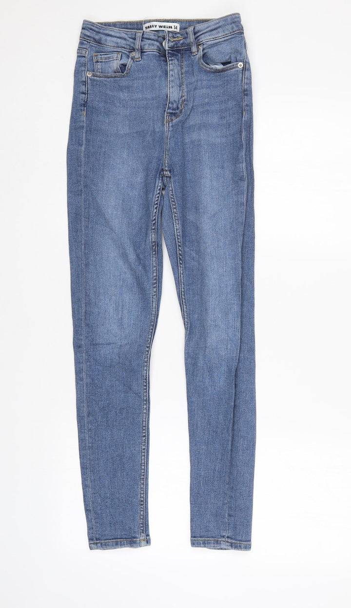TALLY WEiJL Womens Blue Tapered Jeans Size 6 L27 in - Elastic Waist