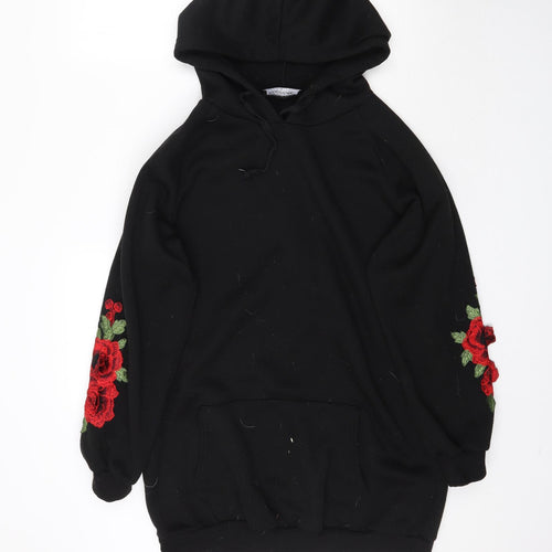 Florho Womens Black   Pullover Hoodie Size L  - Floral