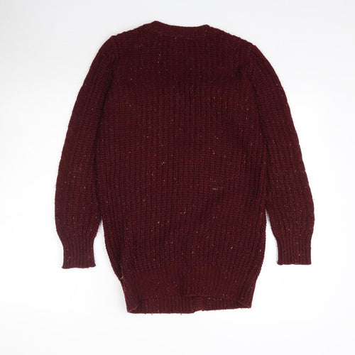 F&F Womens Red  Knit Cardigan Jumper Size 8