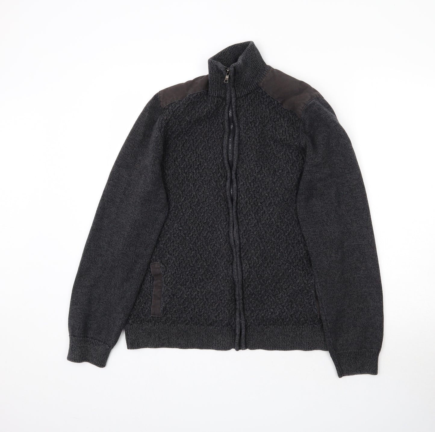 Marks and Spencer Mens Grey  Knit Full Zip Jumper Size XL