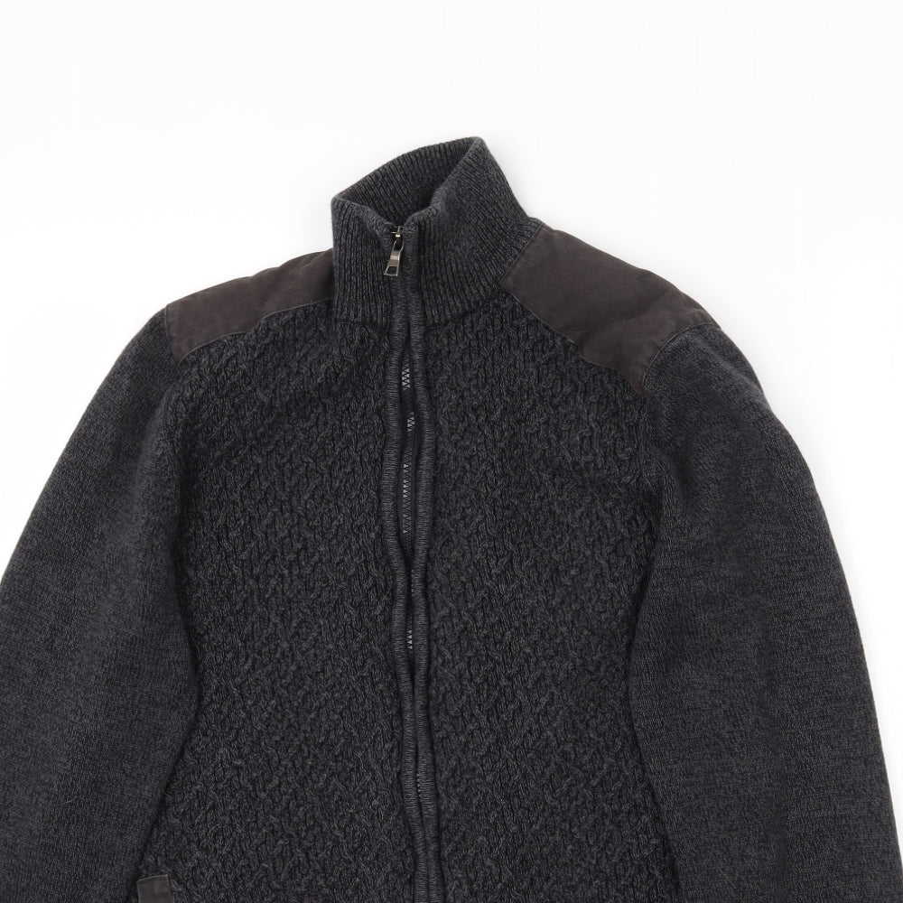 Marks and Spencer Mens Grey  Knit Full Zip Jumper Size XL
