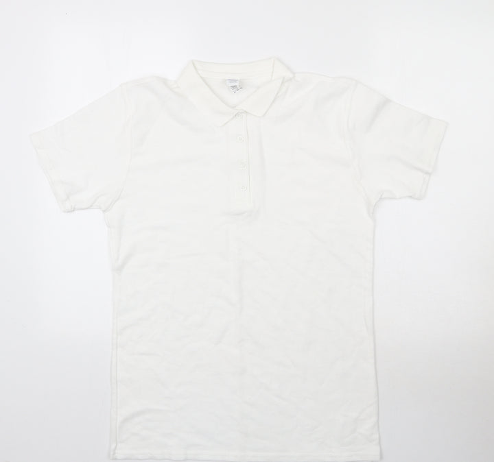 Gildan Womens White Basic Polo Size L