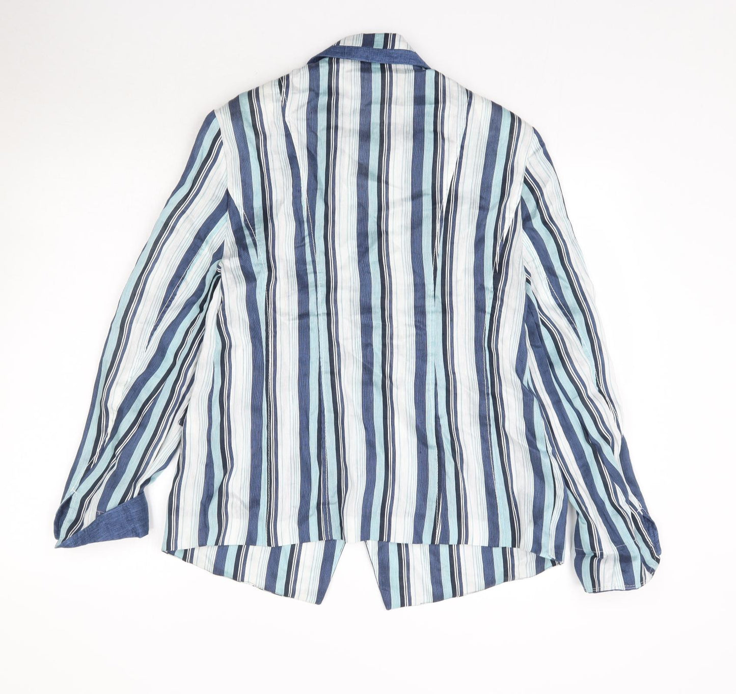 Marcona Womens Blue Striped  Jacket Blazer Size M