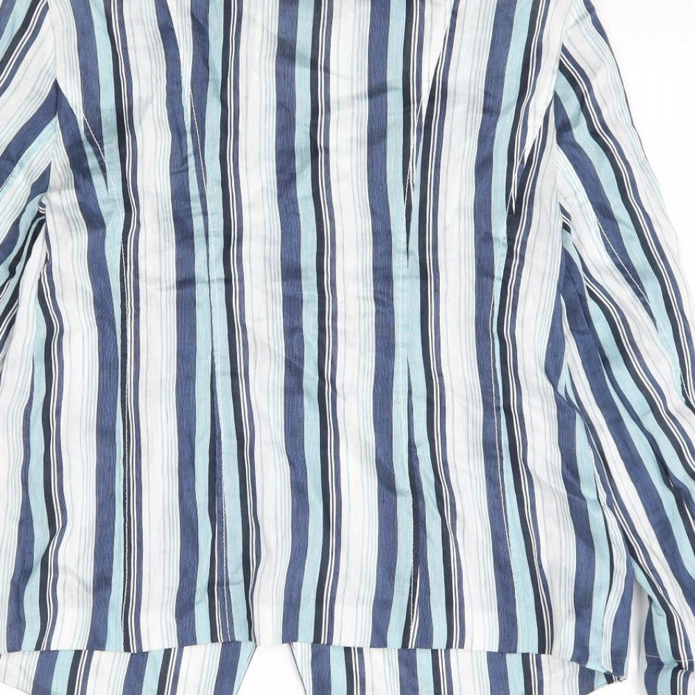 Marcona Womens Blue Striped  Jacket Blazer Size M