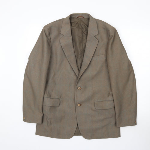 Terylene Mens Brown Plaid  Jacket Blazer Size 40
