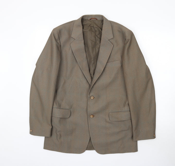 Terylene Mens Brown Plaid Jacket Blazer Size 40