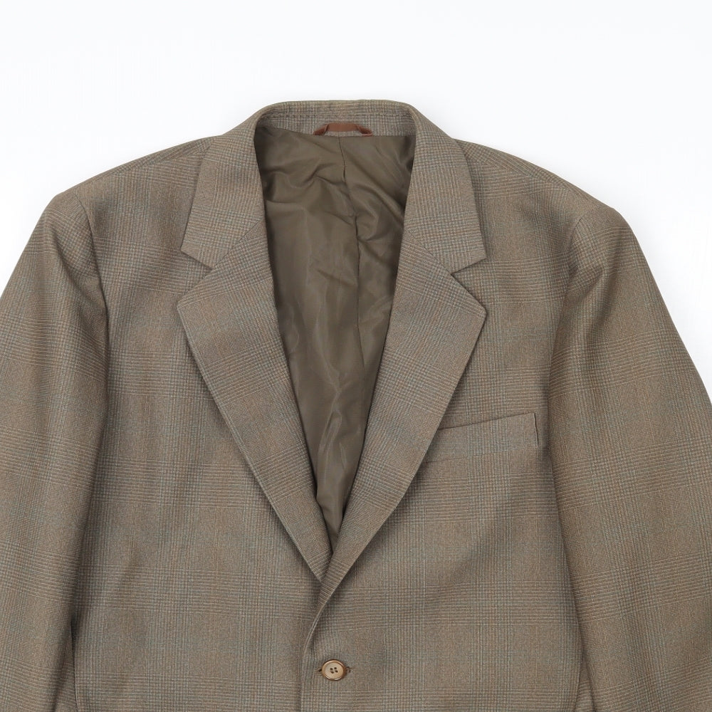 Terylene Mens Brown Plaid  Jacket Blazer Size 40