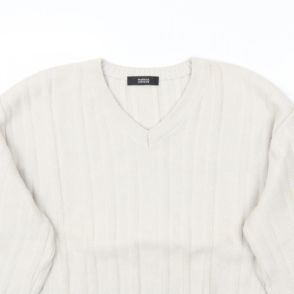 Marks and Spencer Mens Ivory  Knit Pullover Jumper Size XL