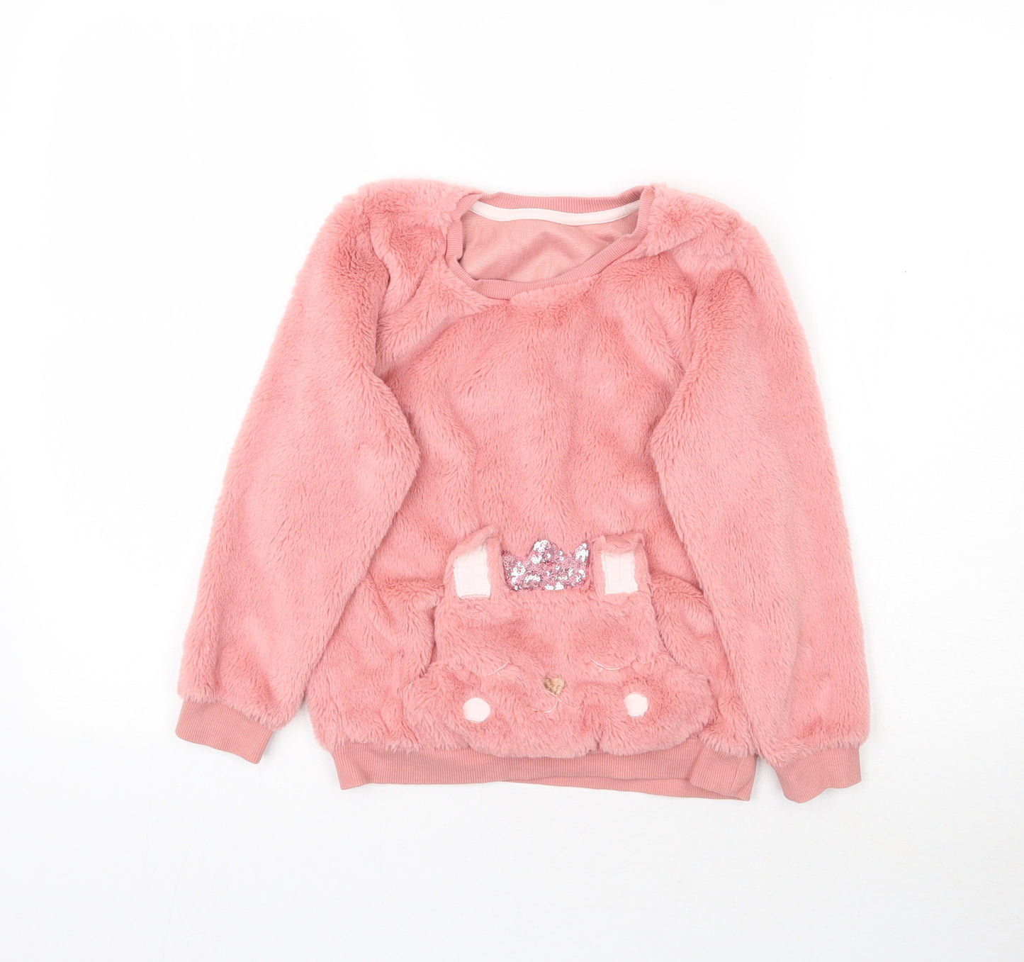 Nutmeg Girls Pink Solid  Top Pyjama Top Size 9-10 Years  - Fluffy Bunny Rabbit