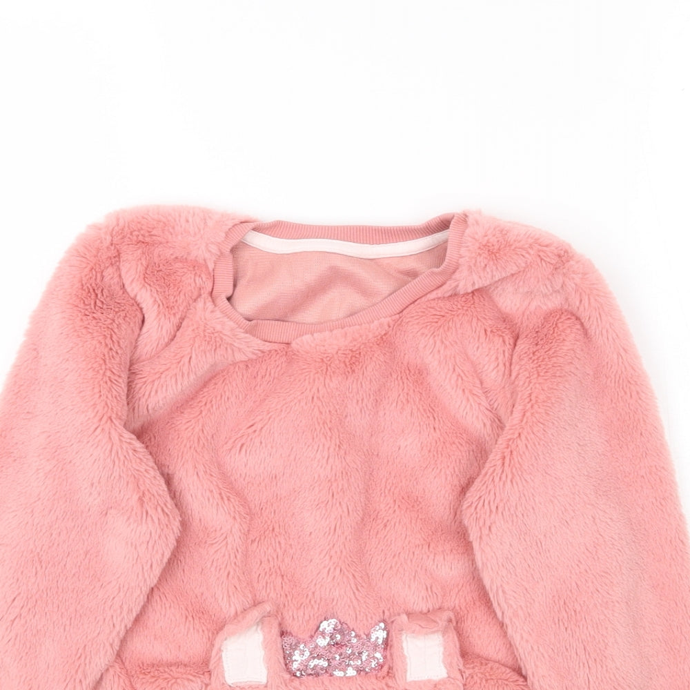 Nutmeg Girls Pink Solid  Top Pyjama Top Size 9-10 Years  - Fluffy Bunny Rabbit