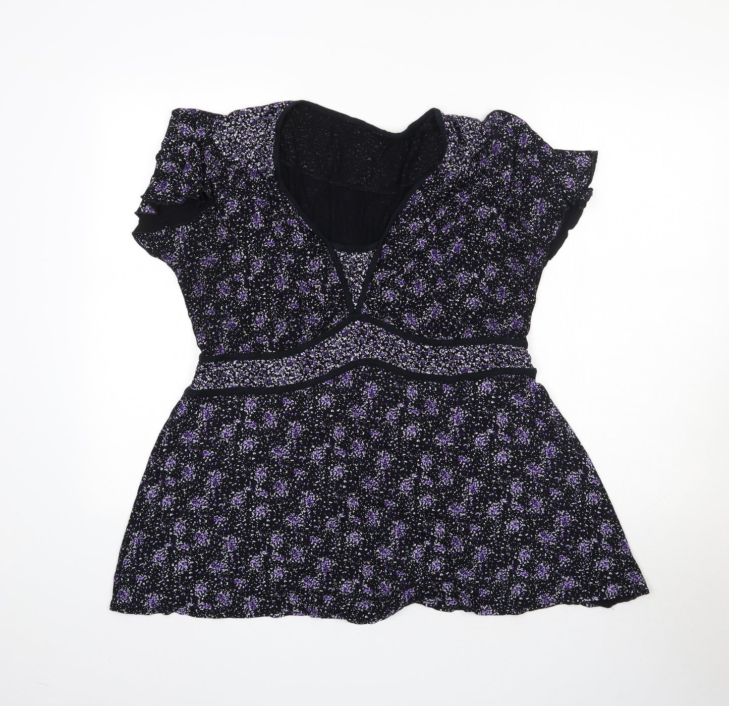 Evans Womens Purple Floral  Basic T-Shirt Size 24