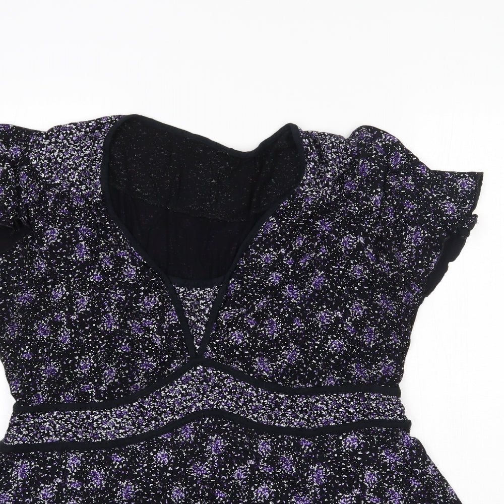 Evans Womens Purple Floral  Basic T-Shirt Size 24