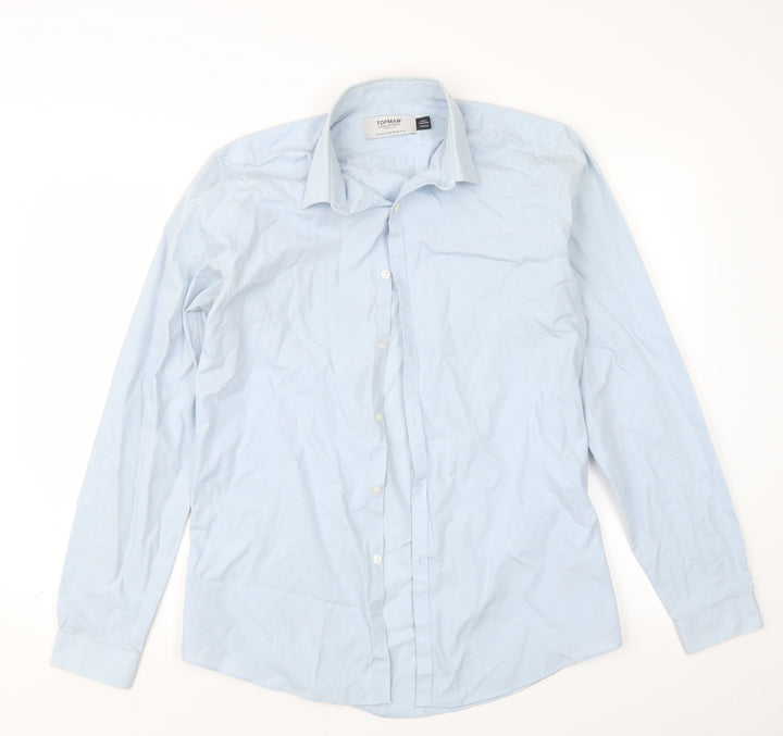 Topman Mens Blue Button-Up Size M
