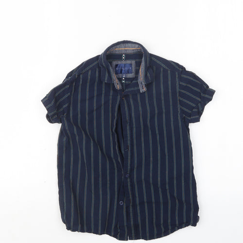 Steel & Jelly Boys Blue Striped  Basic Button-Up Size 7-8 Years