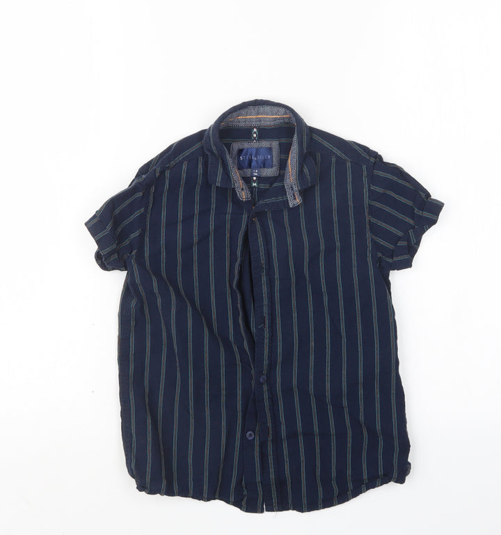 Steel & Jelly Boys Blue Striped Basic Button-Up Size 7-8 Years