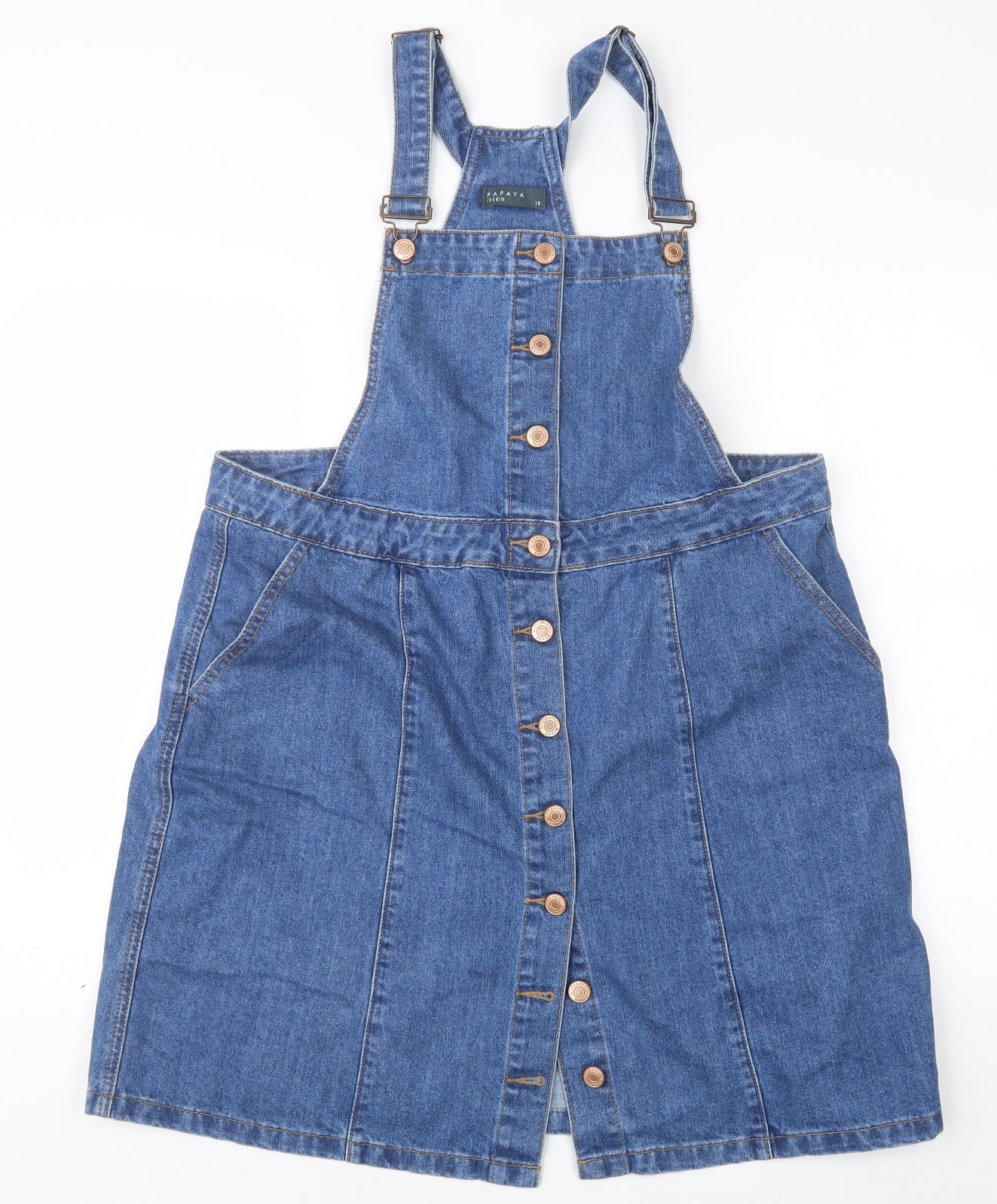 Papaya Womens Blue  Denim Pinafore/Dungaree Dress  Size 18