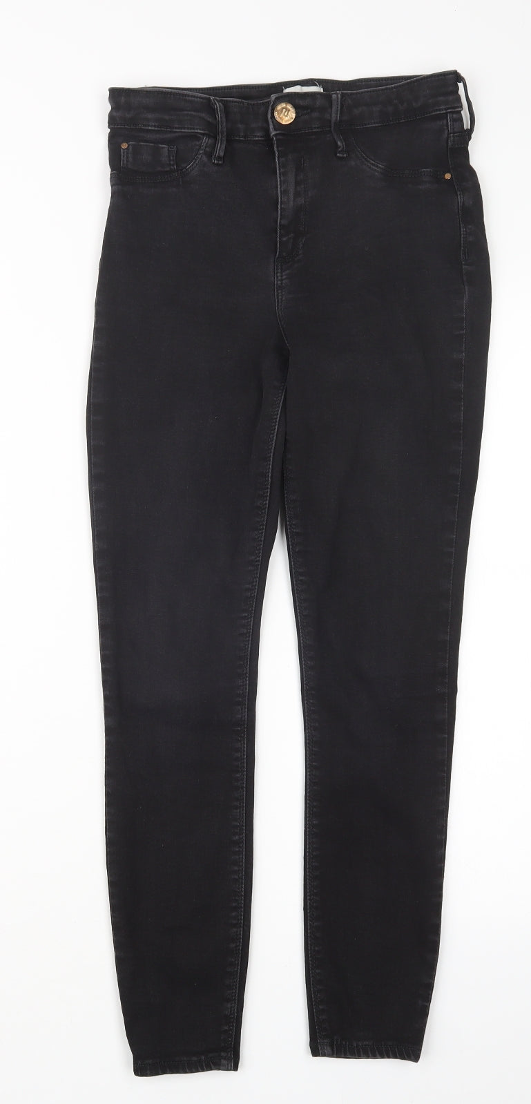 River Island Womens Black  Denim Straight Jeans Size 10 L25 in