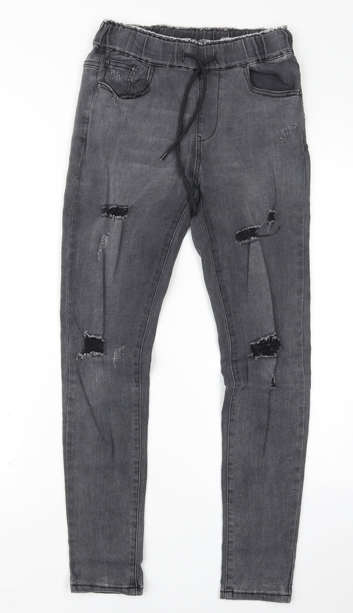 Preworn Womens Grey  Denim Straight Jeans Size XS L28 in