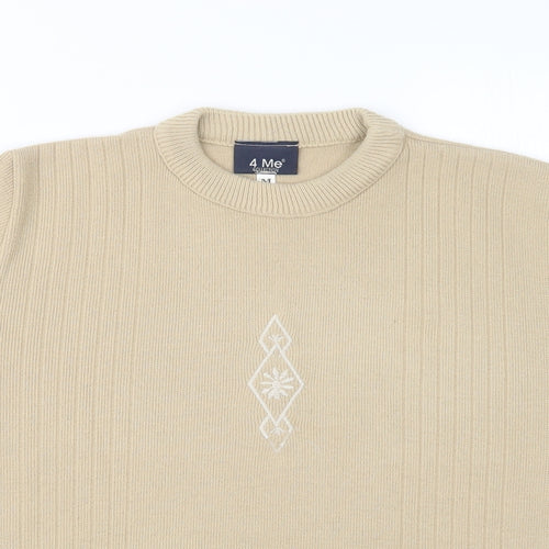 4 Me Womens Beige  Knit Pullover Jumper Size M