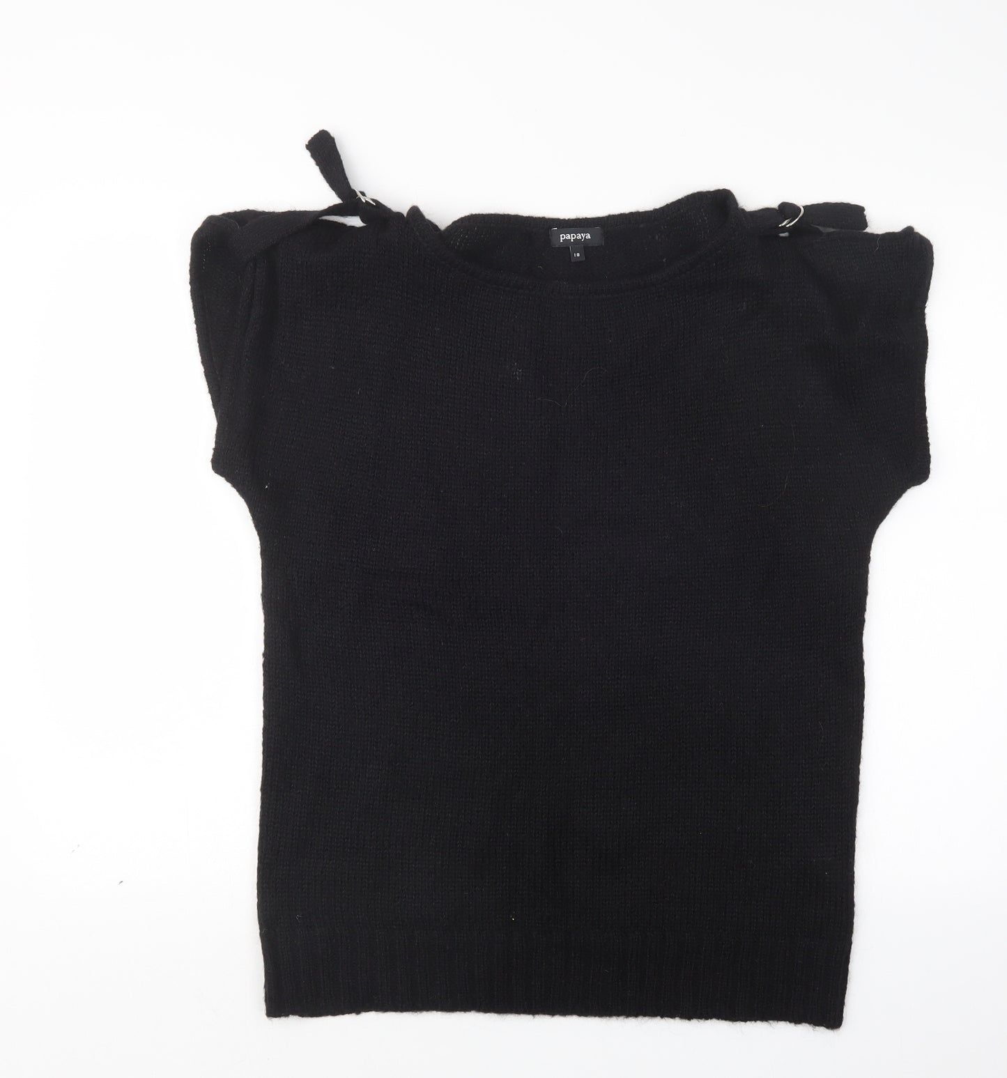 Papaya Womens Black  Knit Pullover Jumper Size 18