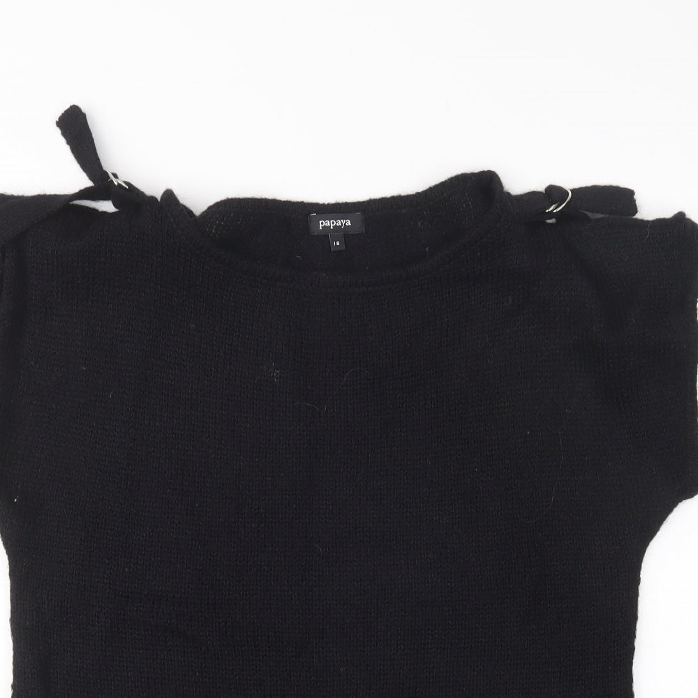 Papaya Womens Black  Knit Pullover Jumper Size 18