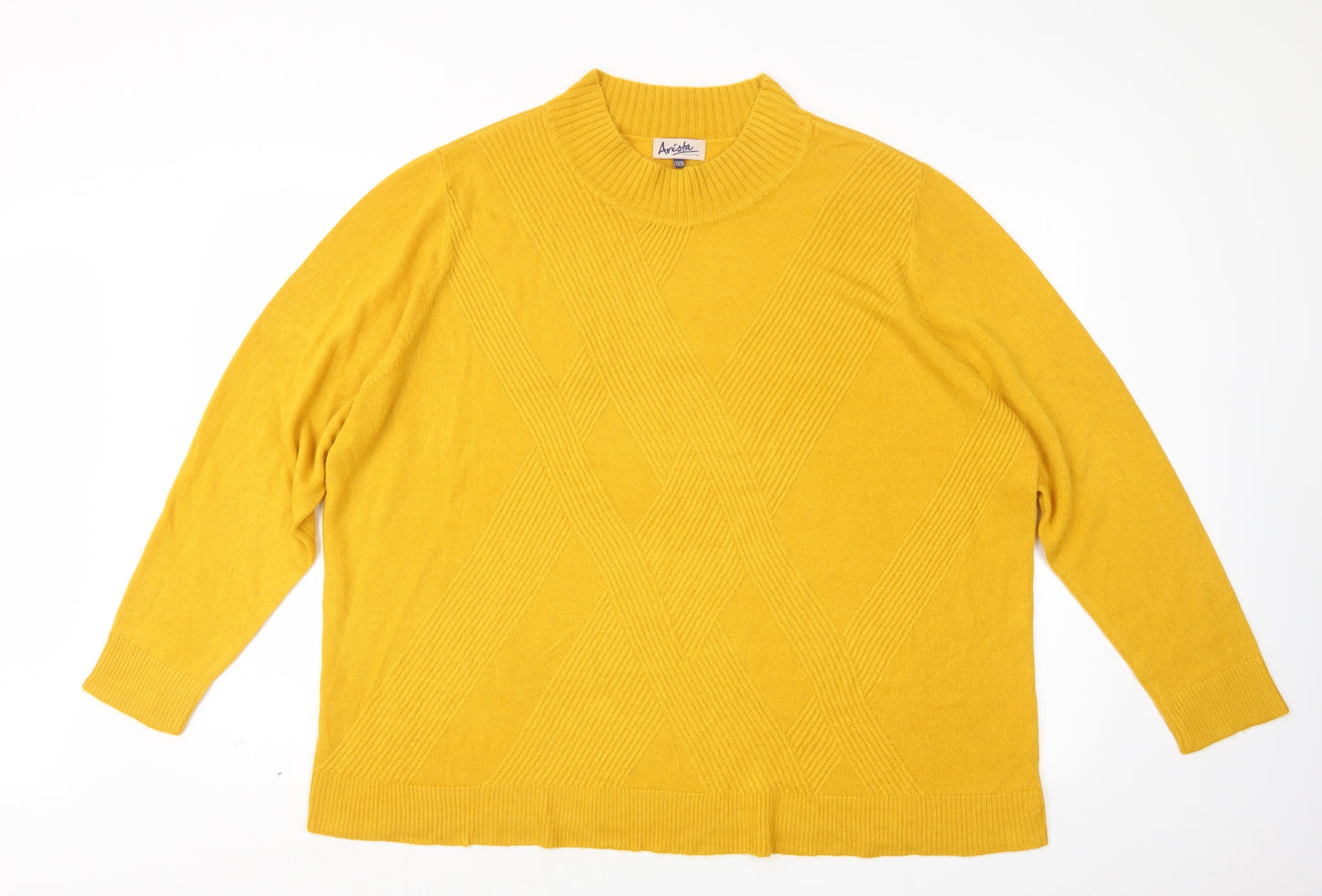 ARISTA Womens Yellow  Knit Pullover Jumper Size 22