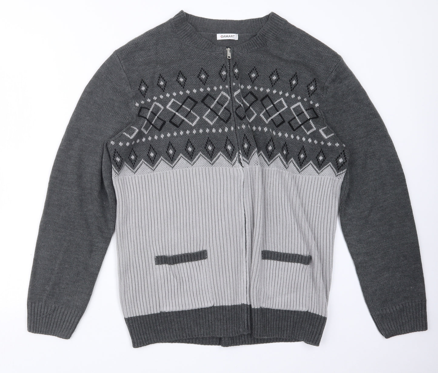Damart Mens Grey  Knit Cardigan Jumper Size L