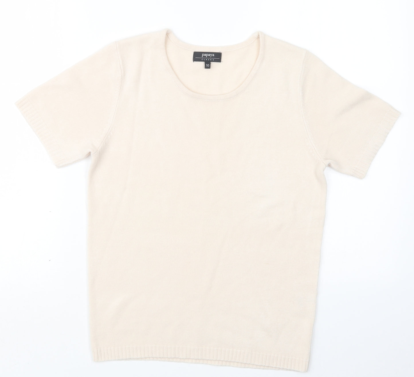 Papaya Womens Beige  Knit Pullover Jumper Size 10