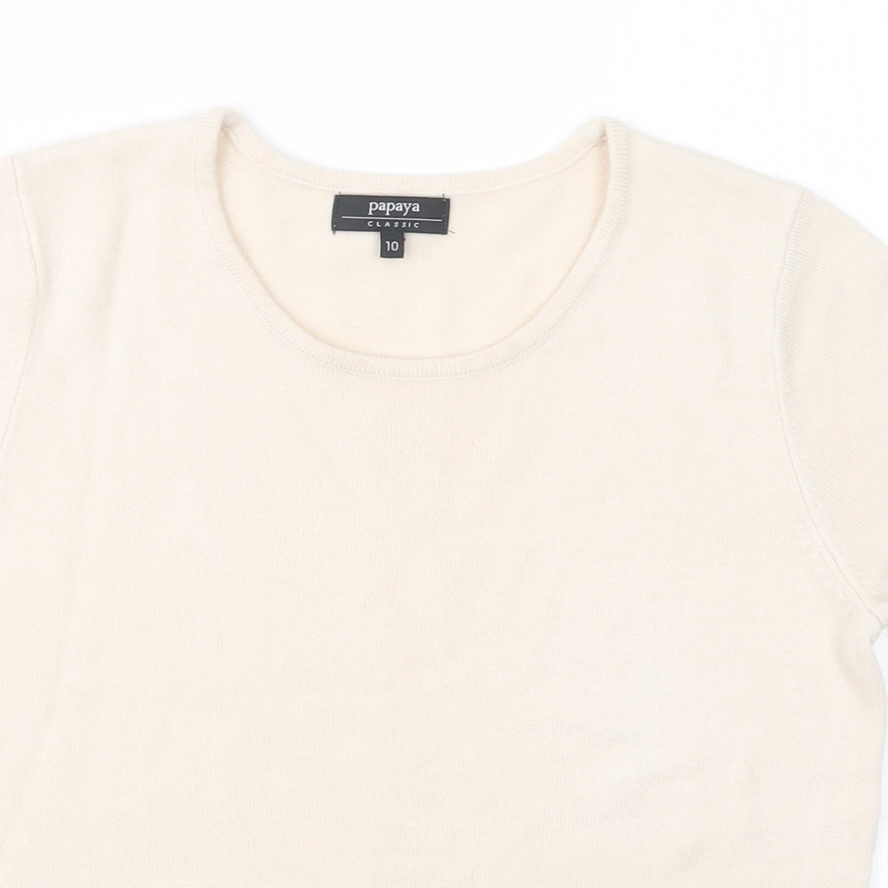 Papaya Womens Beige  Knit Pullover Jumper Size 10