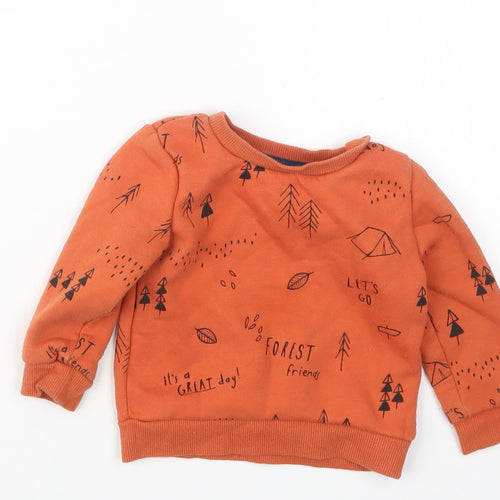 Primark Boys Orange Geometric  Pullover Jumper Size 9-12 Months