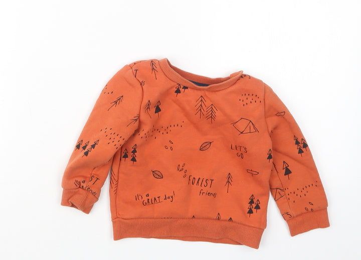 Primark Boys Orange Geometric  Pullover Jumper Size 9-12 Months