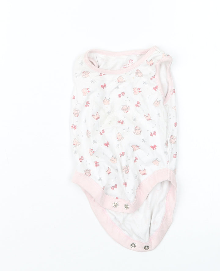 NEXT Girls White Geometric Babygrow One-Piece Size 0-3 Months