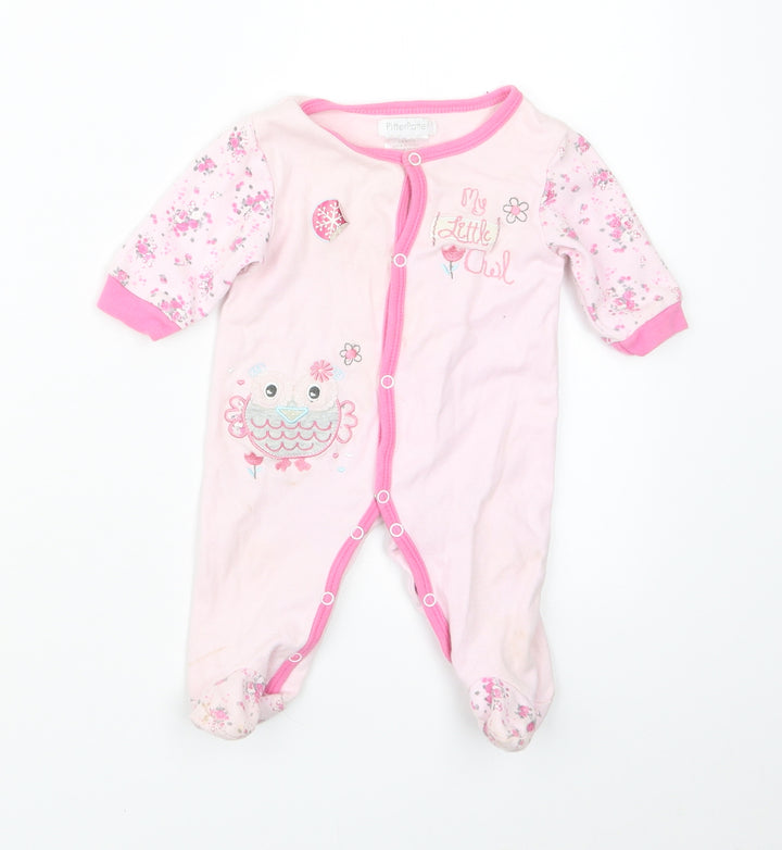 Pitter Patter Girls Pink Geometric Babydoll One Piece Size 3-6 Months