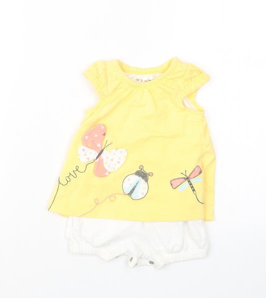 Nutmeg Girls Yellow Camouflage  Babygrow One-Piece Size 0-3 Months