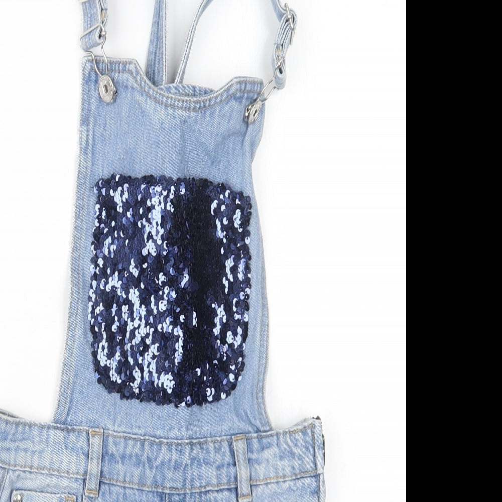 George Girls Blue  Denim Dungaree One-Piece Size 9-10 Years