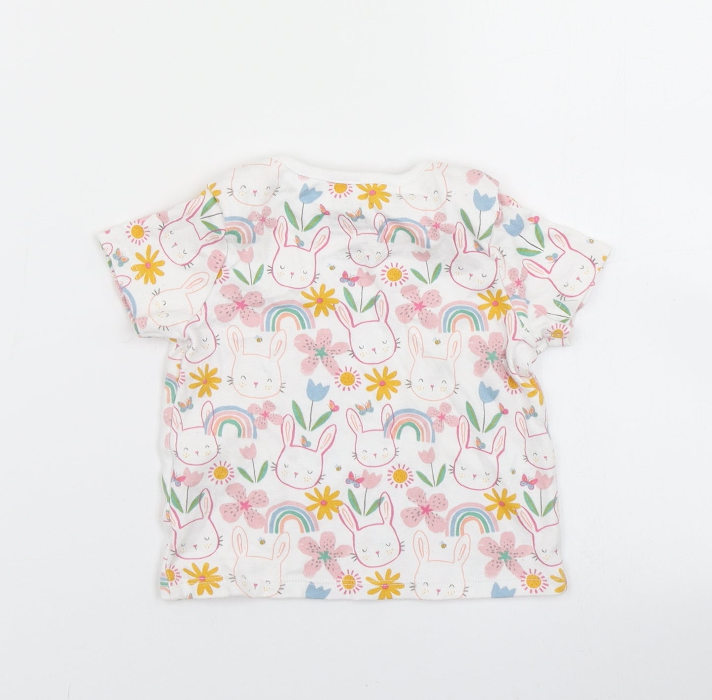 F&F Girls White Spotted  Basic T-Shirt Size 9-12 Months